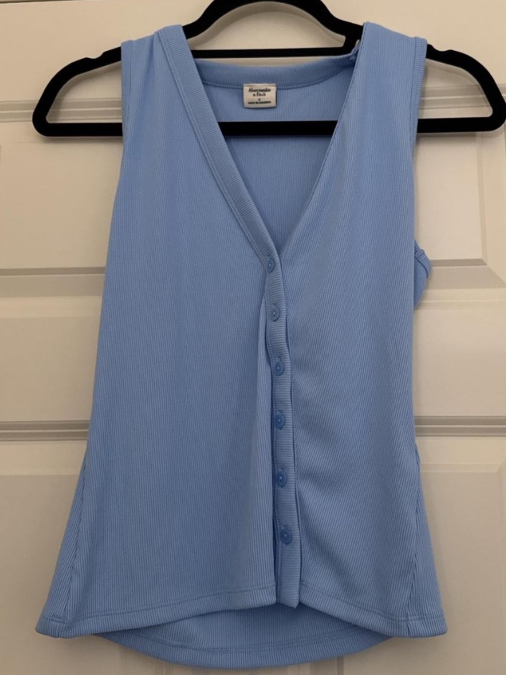Abercrombie & Fitch Light Blue Ribbed Button-Front Tank